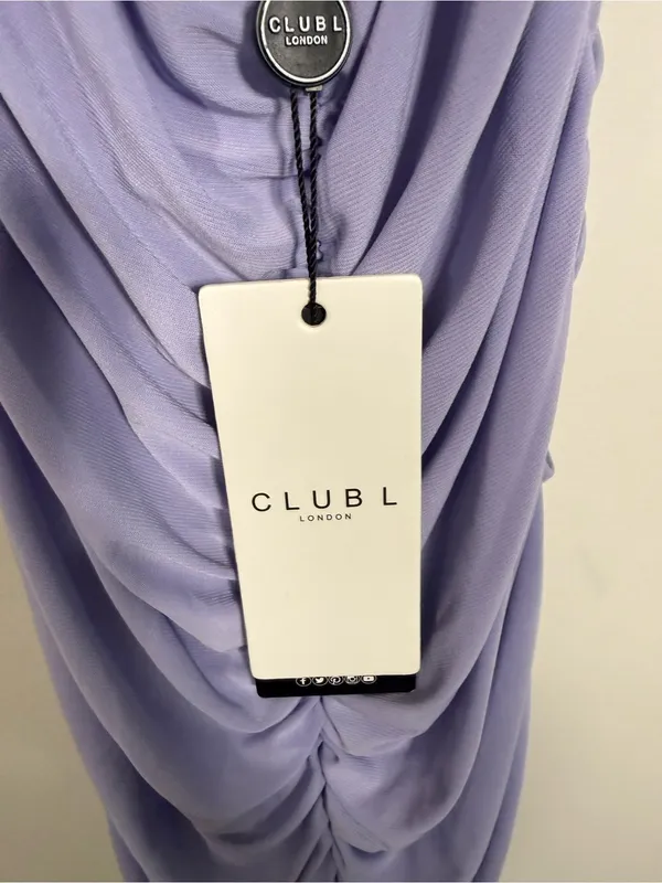 NWT Club L London Lilac Halter Neck Ruched Mini Dress Purple Size 8 - Image 6