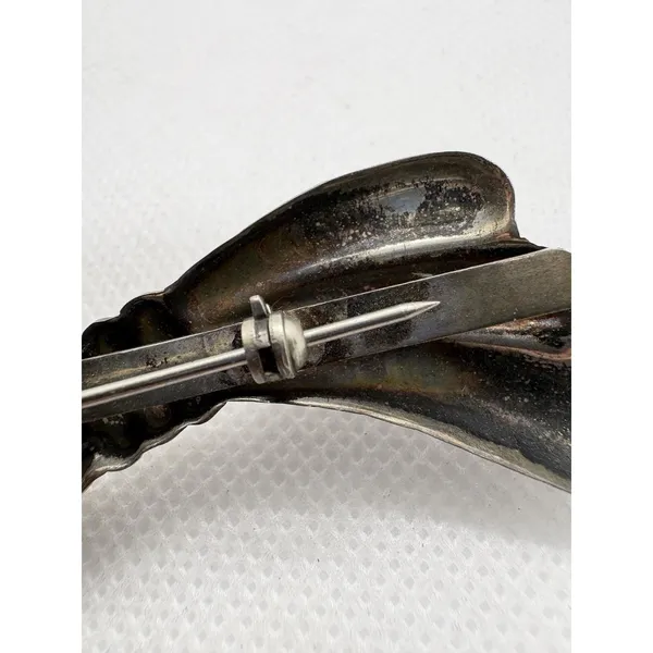 Vintage Taxco Mexico Sterling Silver Modernist Bow Brooch TS-01‎ 925 13.39g - Image 8