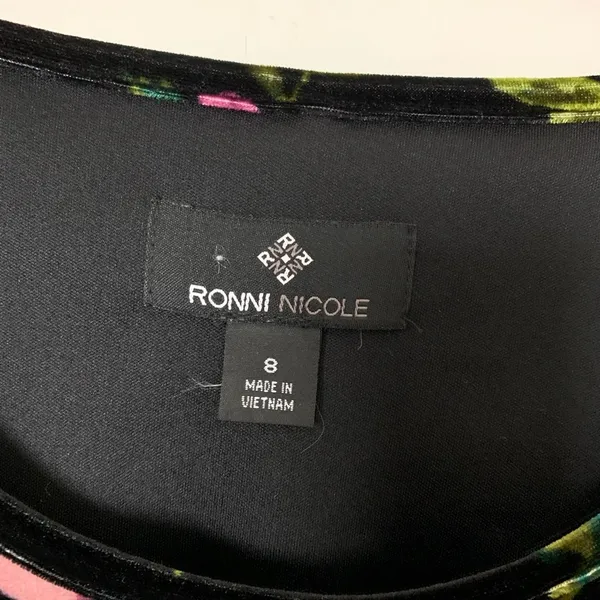 Ronnie Nicole Floral‎ Velvet Midi Dress Size 8 - Image 2