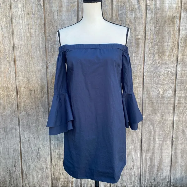 Amanda Uprichard Arabelle Dress with Off-the-Shoulder Bell-Sleeve Navy blue - Image 3