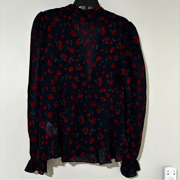 Reformation x Nara Smith Rose Print Blouse - Image 7