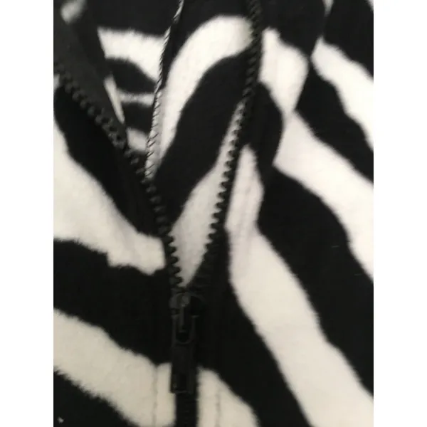 Nick & Nora Adult Unisex Zebra Print Footed Onsies Pajamas Size M Black White - Image 5