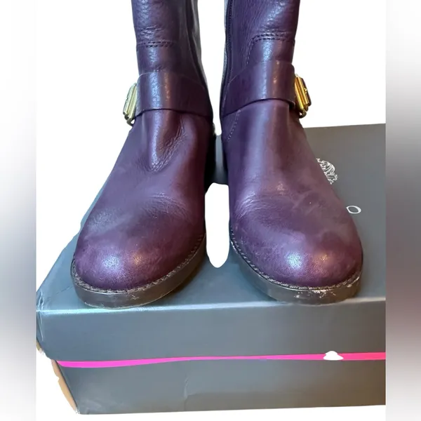 Vince Camuto Windy Purple Leather Moto Boots - Image 4