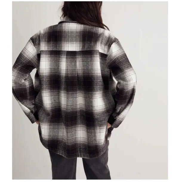 Madewell twill flannel shirt-jacket in windowpane plaid - Image 3