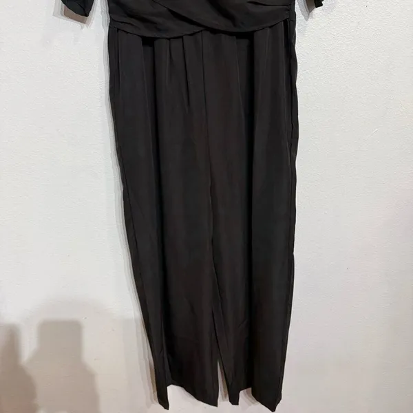 Made With Love Black Short Sleeve Faux Wrap Jumpsuit Sz M NWT - Image 4