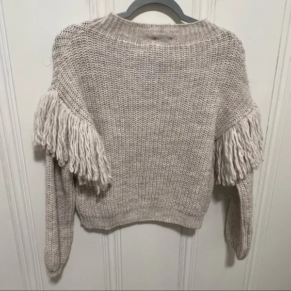 Maison Pholya Cream Beige Ribbed Knit Wool Alpaca Blend Sweater With Scarf XS - Image 4