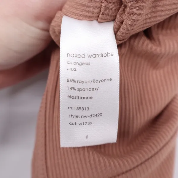 Naked Wardrobe Mauve Brown Ribbed Bustier Midi Bodycon Dress NW-D2420 Size L - Image 5