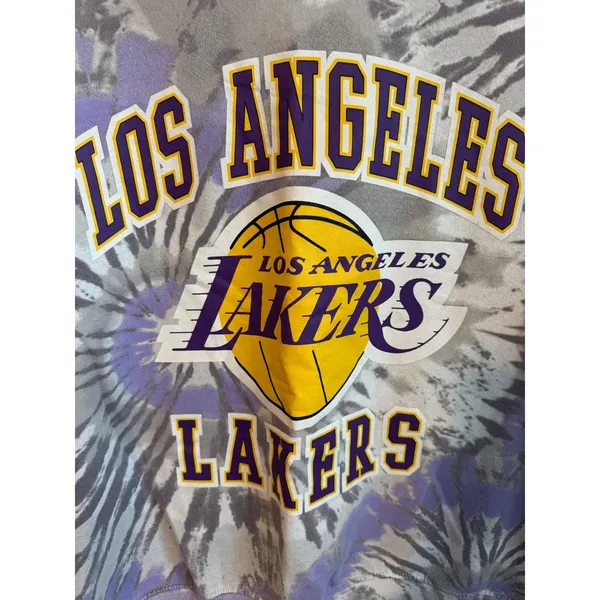 Hybrid Apparel NBA Sweatshirt Los Angeles Lakers Tie Dye Purple Gray Crewneck Fan‎ Gear Medium - Image 3