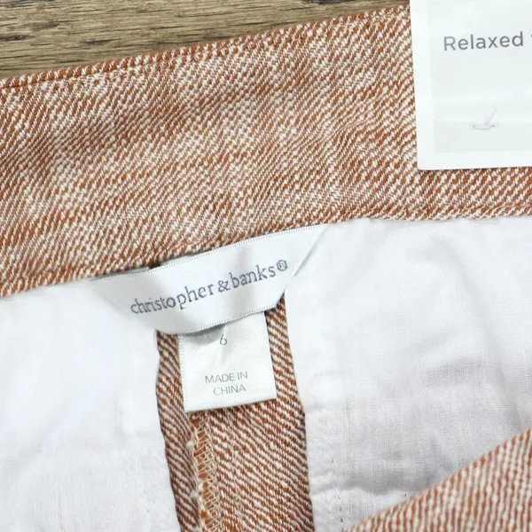NWT Christopher & Banks Fit High Rise Woven Trousers 5330 4 Brown Red Texture - Image 4