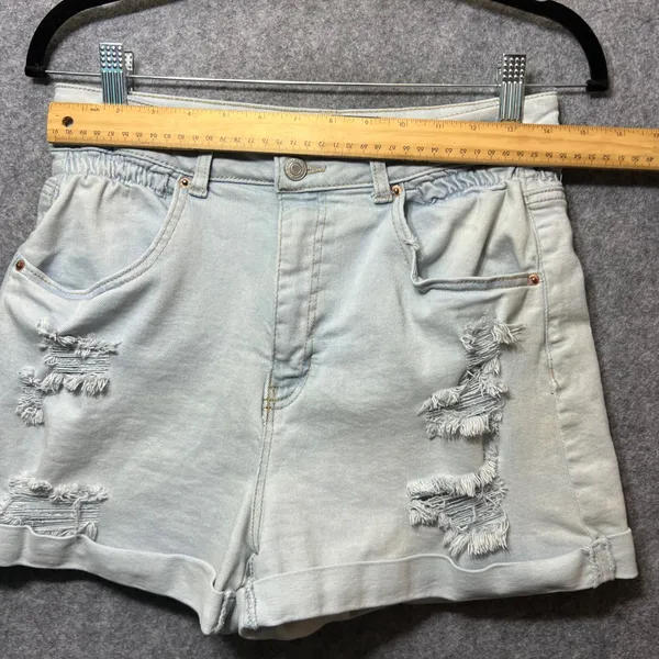 Vanilla Star Denim Shorts Juniors Size 13 Blue‎ Distressed High Waist Cuffed - Image 2
