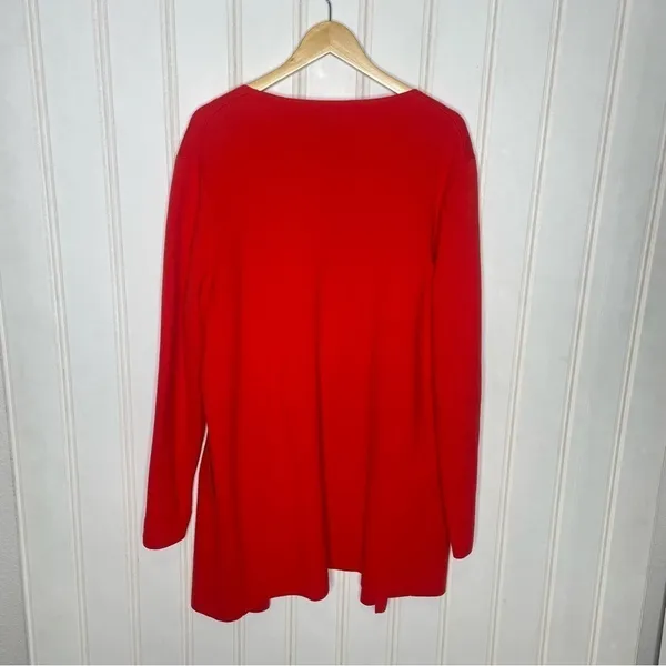 J. Crew Red Open Front Cotton Sweater Blazer Cardigan Pockets Size L 475 - Image 7