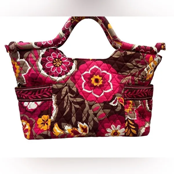 Vera Bradley 2009 Carnaby Floral The‎ Gabby Quilted Tote Handbag Pink Boho Chic - Image 2