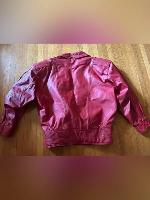 Wilson's Leather True Vintage 1980’s “Cherry Red” Jacket with Square Snaps, Size S - Image 7