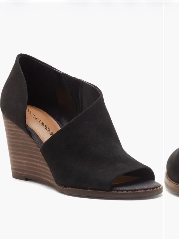 New In Box Lucky Brand Jaxy Open Toe Wedge Sz 7.5 - Image 2