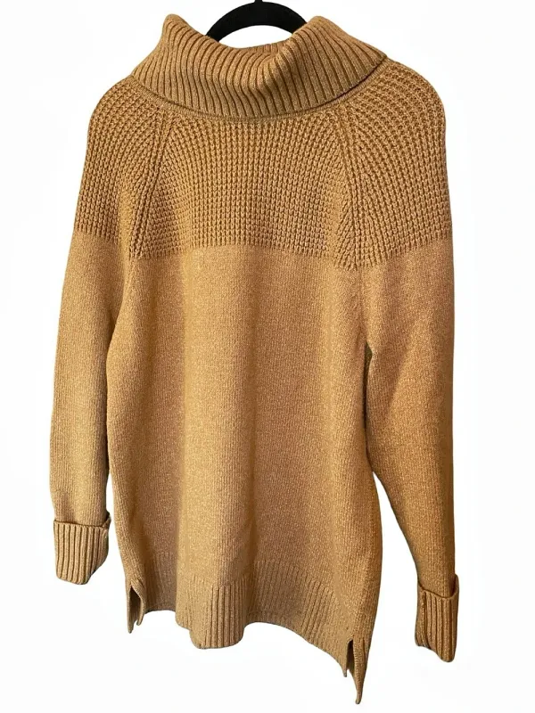 L.L.Bean Women's SuperSoft Waffle Sweater, Turtleneck Brown Medium - Image 2