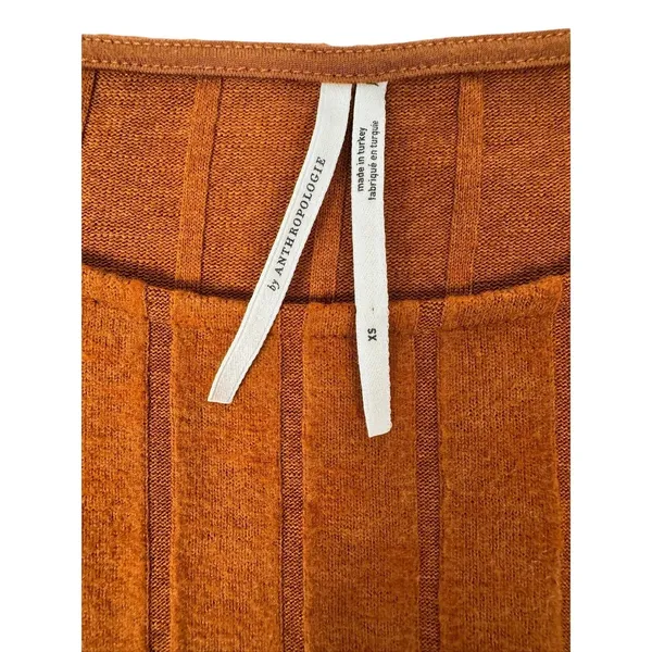 Anthropologie Ribbed Knit Tunic Sweater‎ Top XS Rust Orange Stretch Minimalist - Image 6