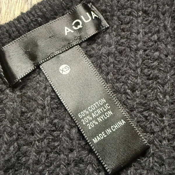 Aqua Asymmetrical One-Shoulder Rib-Knit Balloon Sleeve Black Sweater Size XS - Image 3
