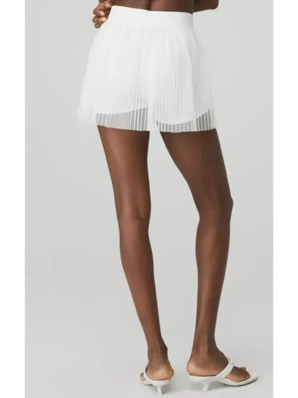 Alo Mesh Flirty Tennis Skirt White Sheer Transparent See-Through Pleated Skort - Image 3