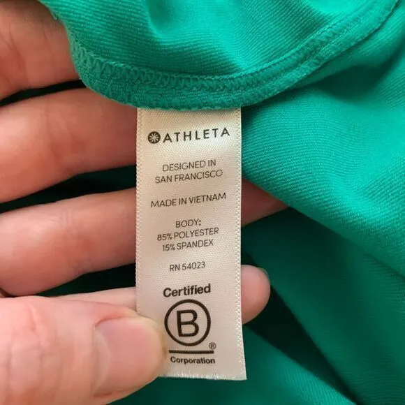 Athleta Women's Shanti‎ Tank In Powervita Scoop Neck Racerback Long Green Size S - Image 4