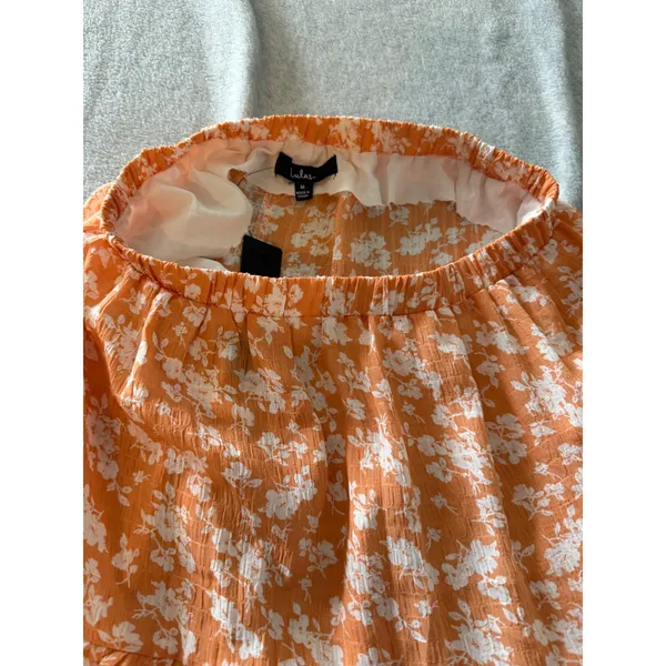 Lulus Orange Floral Tiered Maxi Skirt Womens Size Medium NWT Boho Elastic Waist - Image 6