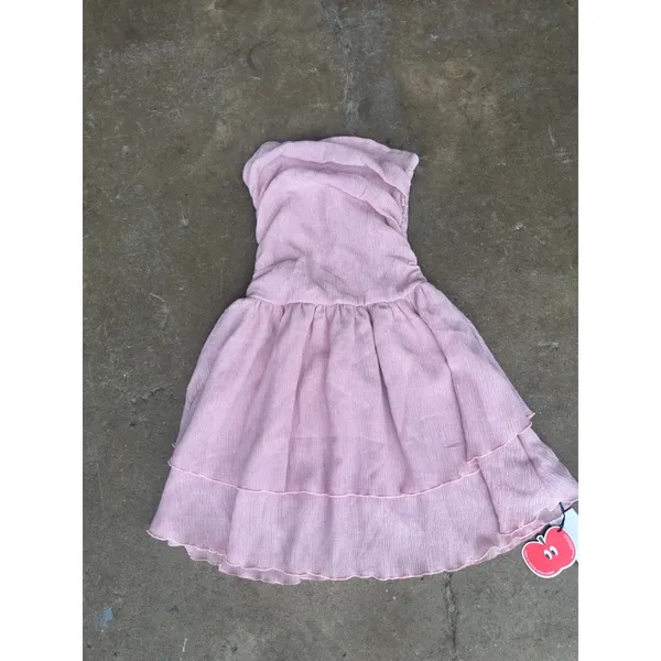 Cider Pink Strapless Mini Dress Smocked Tiered Ruffle Tube Dress Small NWT - Image 2