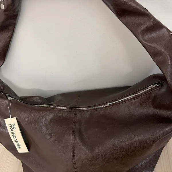 No Boundaries New! Dark Brown Hobo Bag with Studded Strap - Image 4