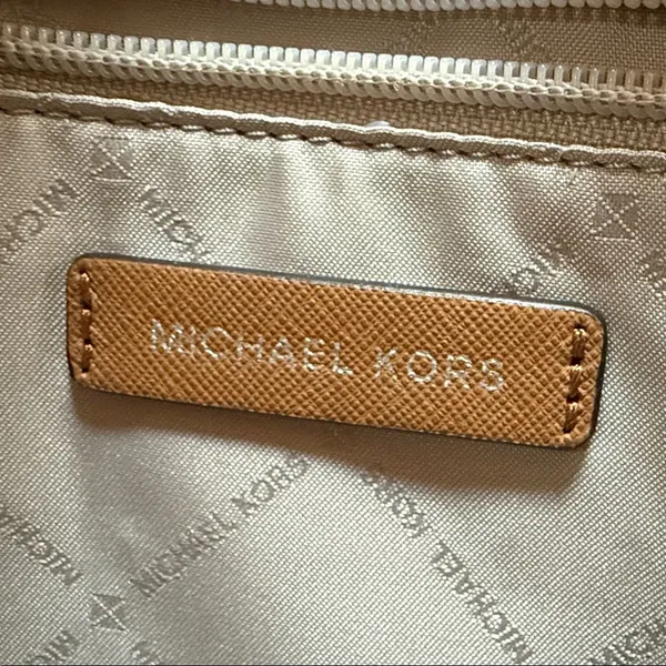 Michael Kors Signature Tote in Brown and Cream - Image 5