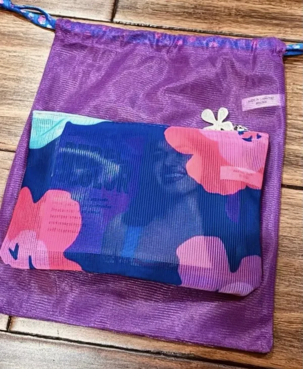 IPSY Glam Purple & Floral Mesh Cosmetic Bags - Image 10