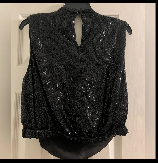 Do+Be Black Sparkly Sequin Cowl Neck Top - Image 2