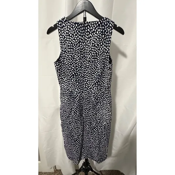 J.Crew Womens Polka Dot Sleeveless Shift Dress Navy Blue White Size 4 - Image 3