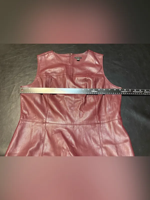 Ann Taylor Sleeveless Faux Leather Shift Dress in Deep Plum size 12 - Image 10