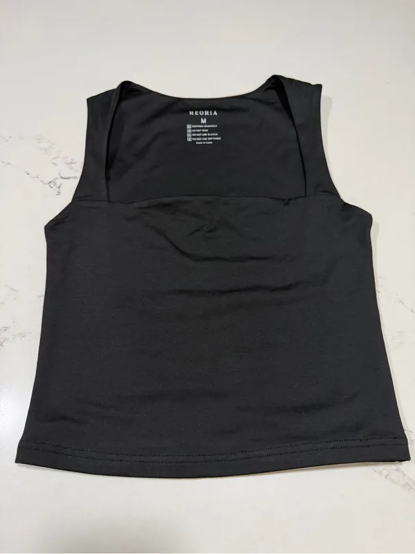 NEW Strappy Tank Neck Double Layer Workout Fitness Casual Basic Crop Tops M - Image 3