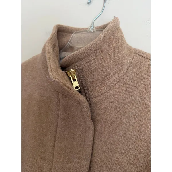 J.Crew Stadium Cloth Coat Women 6 Camel Tan Wool Blend Nello Gori - Image 3
