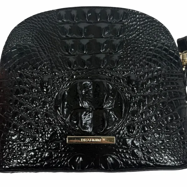 Brahmin Georgina Small Croc Embossed Leather Dome Crossbody Bag Black - Image 6