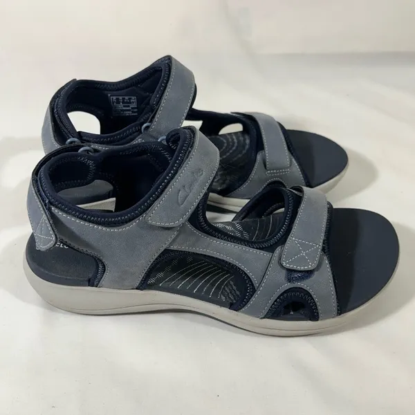 Clarks Cloudsteppers Mira Bay Strappy Sandal Cushion‎ Soft 10m Blue Preowned - Image 3