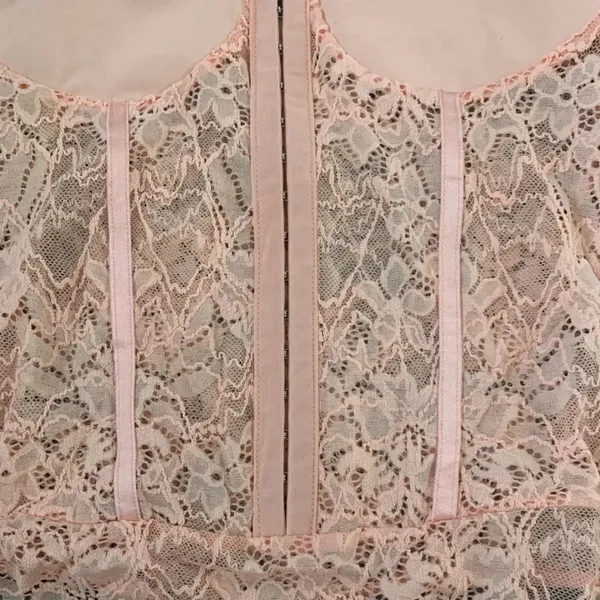 Free People Lace Night Rhythm Bodysuit‎ - Size M - Rose - NWT - Image 8