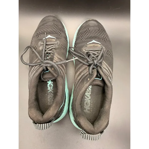 Hoka One One Clifton 4 Running Shoes Womens 8.5 Black Cyan Mesh Athletic Sneaker - Image 3