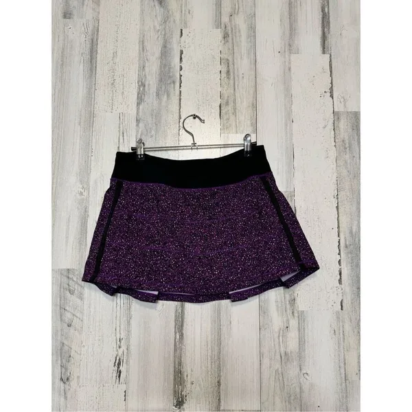 Lululemon Purple Speckled Athletic Skort Size 6 Built-In Shorts Zipper Pocket - Image 5