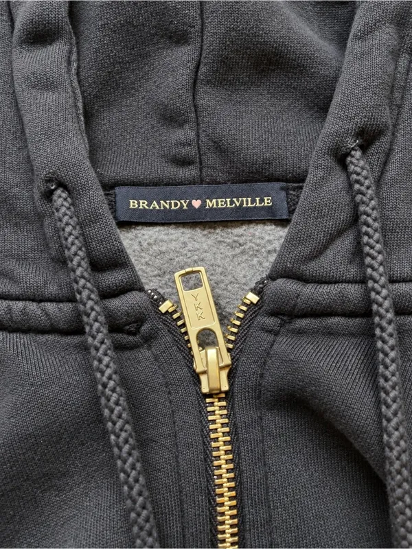 Brandy Melville Christy Navy Zip-Up Hoodie - Image 3