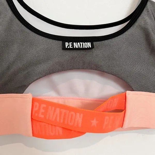 PE‎ Nation Sports Bra Size XS Multi Colorblock Criss Cross Straps Gorp Pilatates - Image 5