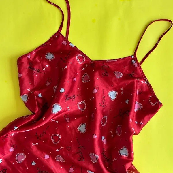 Vintage 90s Y2K Valentine Red Satin Nightgown - Image 2