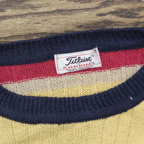 Titleist by Corbin Womens Vintage Striped Silk Blend Sweater Yellow Multi XL - Image 3