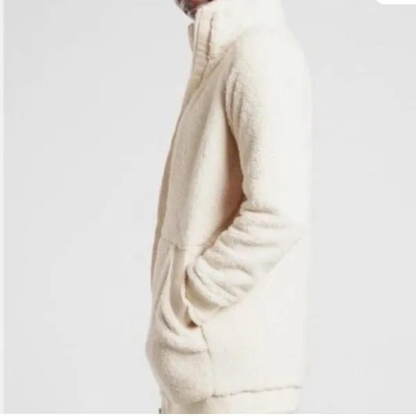 Athleta Tugga long sherpa jacket in a‎ natural/cream color Size L - Image 8