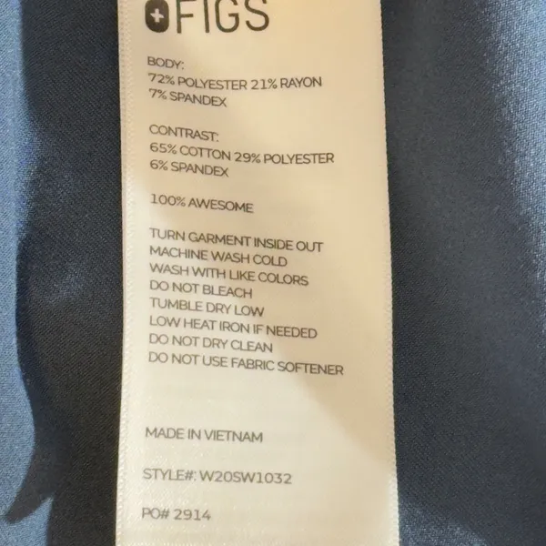 498 |‎ FIGS Technical Collection Blue Scub Top XS Medical Healthcare Uniform - Image 6