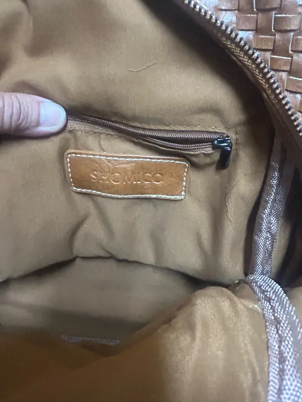 Shomico Certainly Chic Faux Leather Woven Backpack Chestnut See Pic For Flaw - Image 5