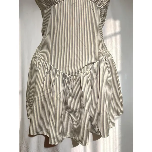 MORE TO COME Yolani Mini Dress XS NWOT Striped Halter Neck Pleated Skirt Revolve - Image 6