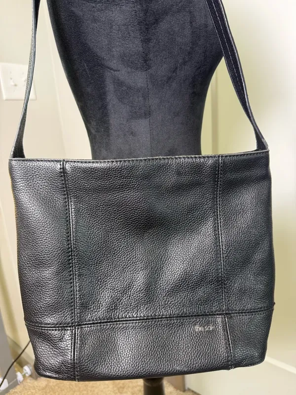 The Sak De Young Leather Hobo Bag Purse Pebbled‎ Black Shoulder Bag Neutral - Image 3