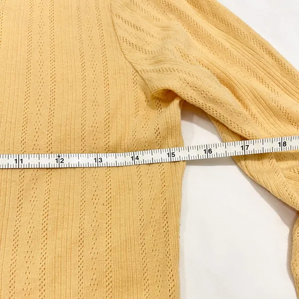 American Eagle Light Mustard Ribbed Long Sleeve Shirt - Image 6
