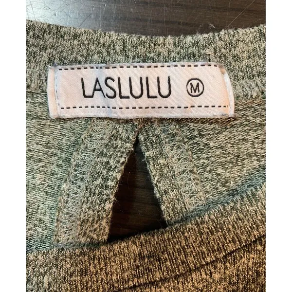 Laslulu‎ Open Back Twist Top Womens Medium Green Stretch Sexy Comfort Basic - Image 4