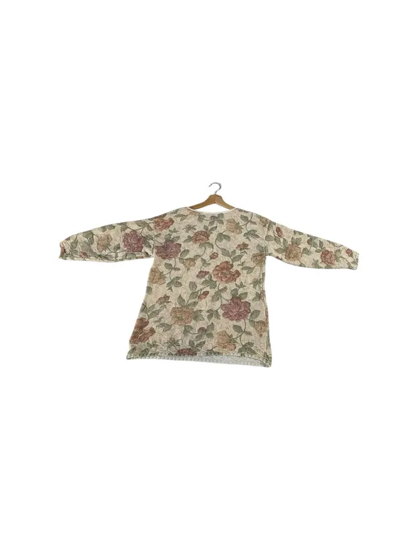 Vintage 90s Basic Editions Floral Tapestry Sweater Small Butter Mom Grannycore - Image 4